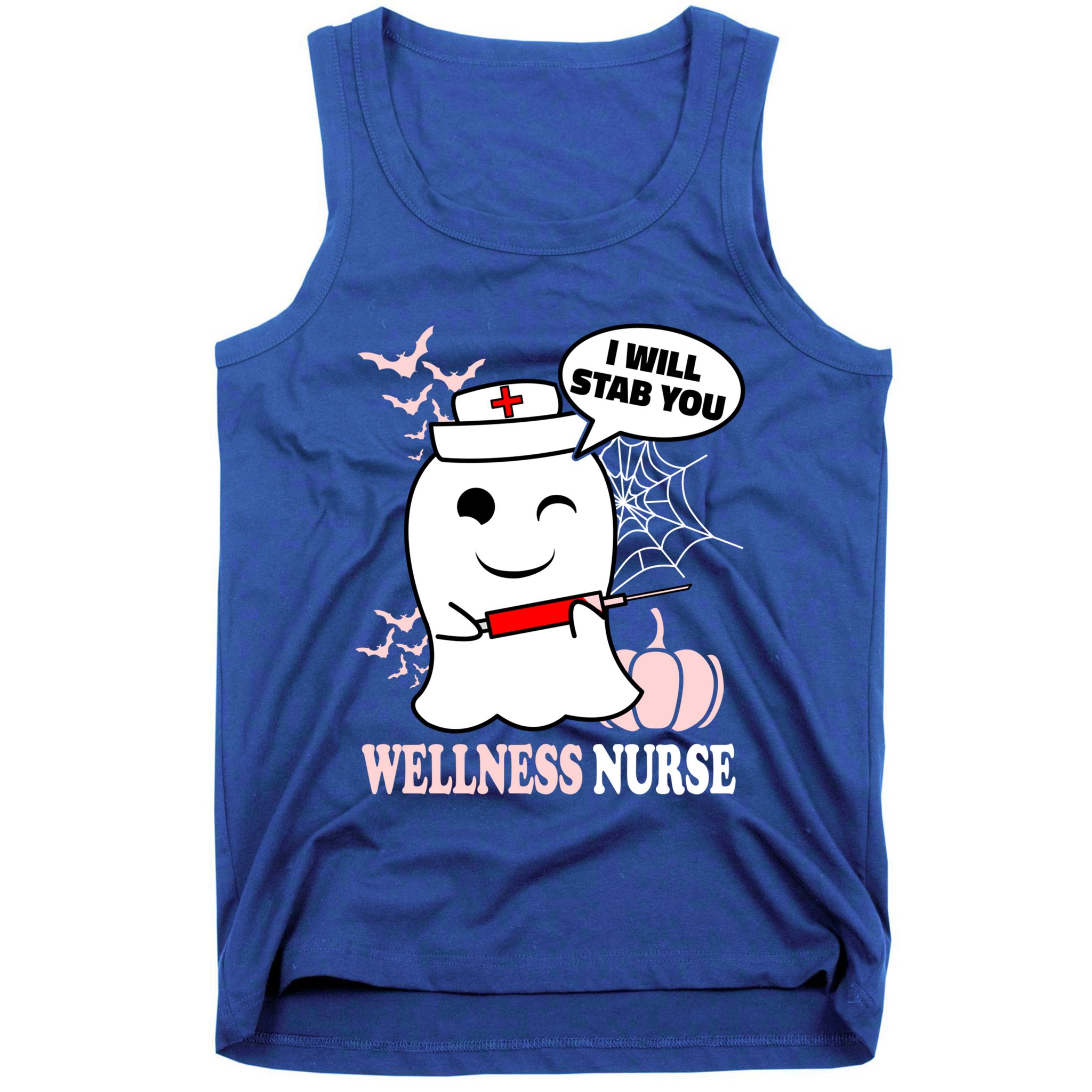 Wellness Nurse Halloween I Will Stab You Funny Ghost Gift Tank Top
