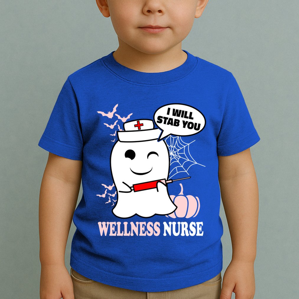Wellness Nurse Halloween I Will Stab You Funny Ghost Gift Toddler T-Shirt