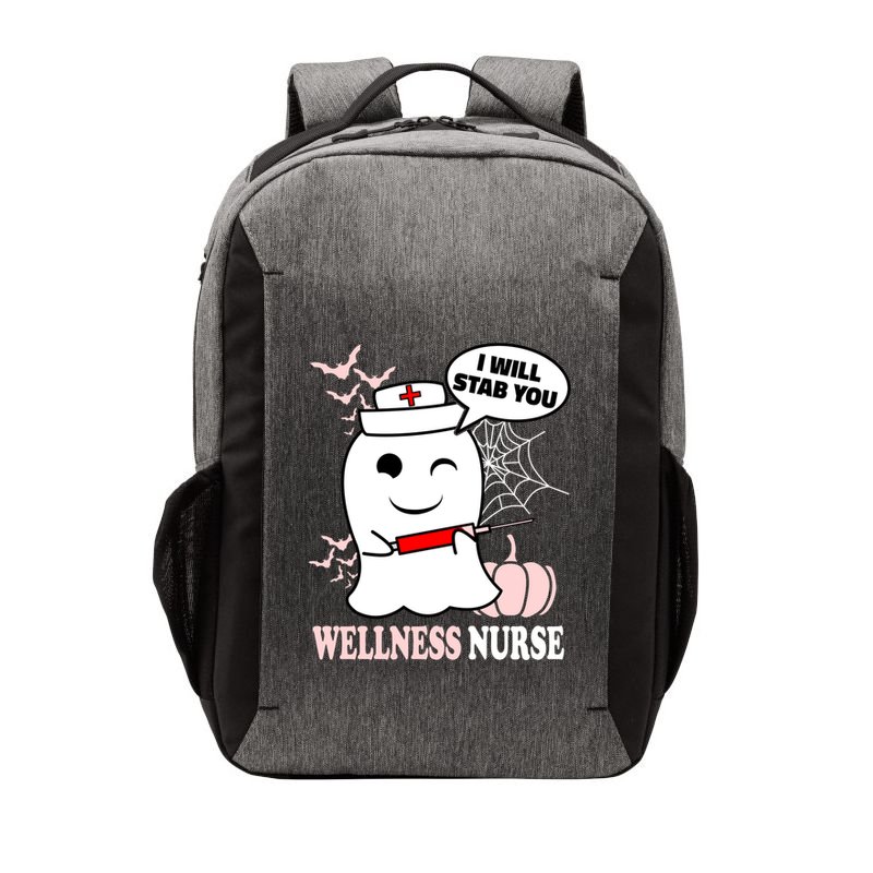 Wellness Nurse Halloween I Will Stab You Funny Ghost Gift Vector Backpack