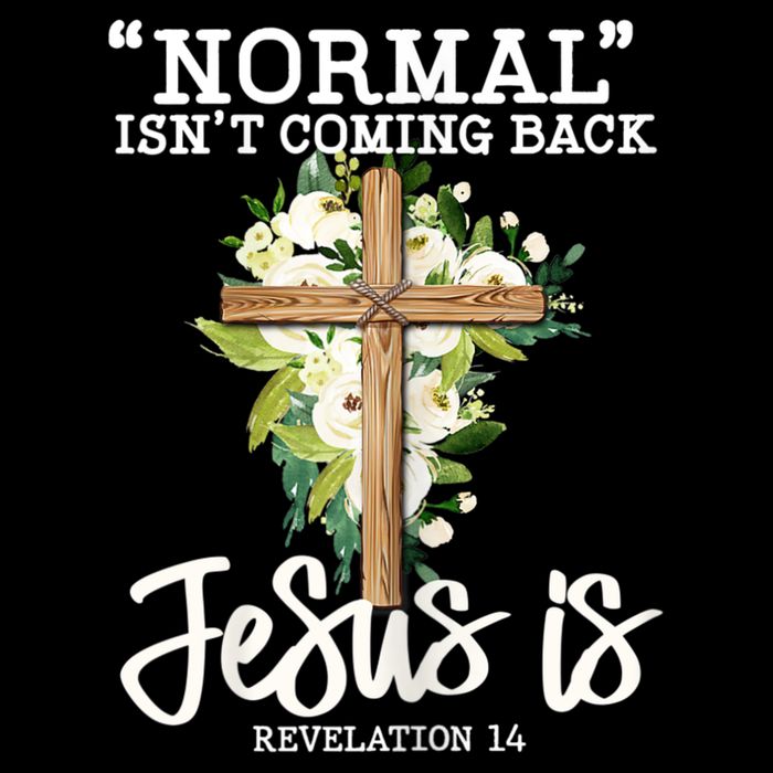 Womens Normal Isnt Coming Back Jesus Is Christian Flower Cross Stripe Pom Pom Beanie