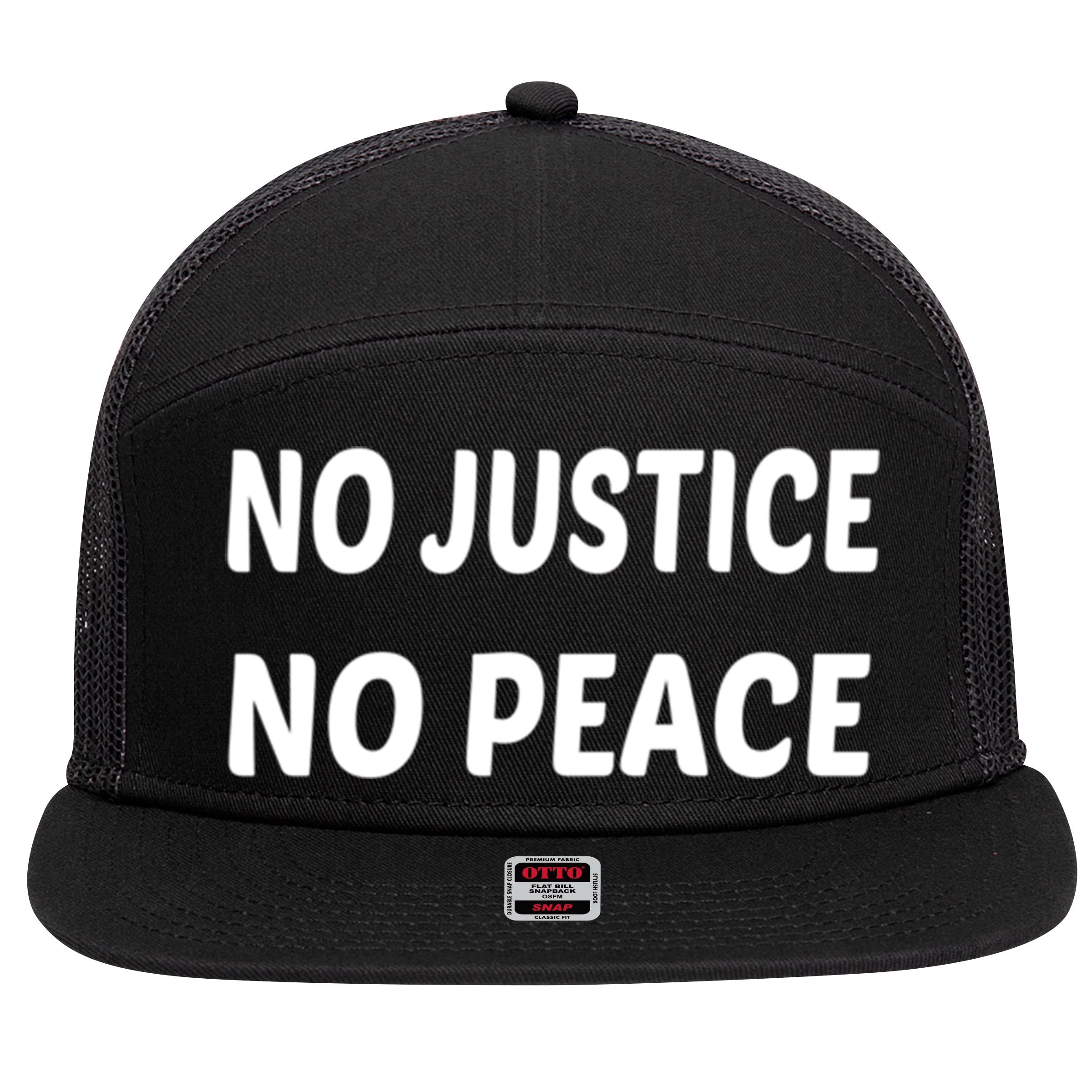 Wo's No Justice No Peace Gift 7 Panel Mesh Trucker Snapback Hat