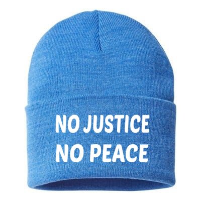 Wo's No Justice No Peace Gift Sustainable Knit Beanie