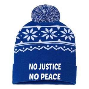 Wo's No Justice No Peace Gift USA-Made Snowflake Beanie