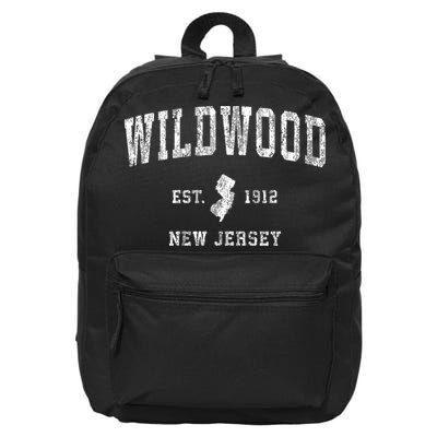 Wildwood New Jersey Nj Vintage Athletic Sports Design 16 in Basic Backpack