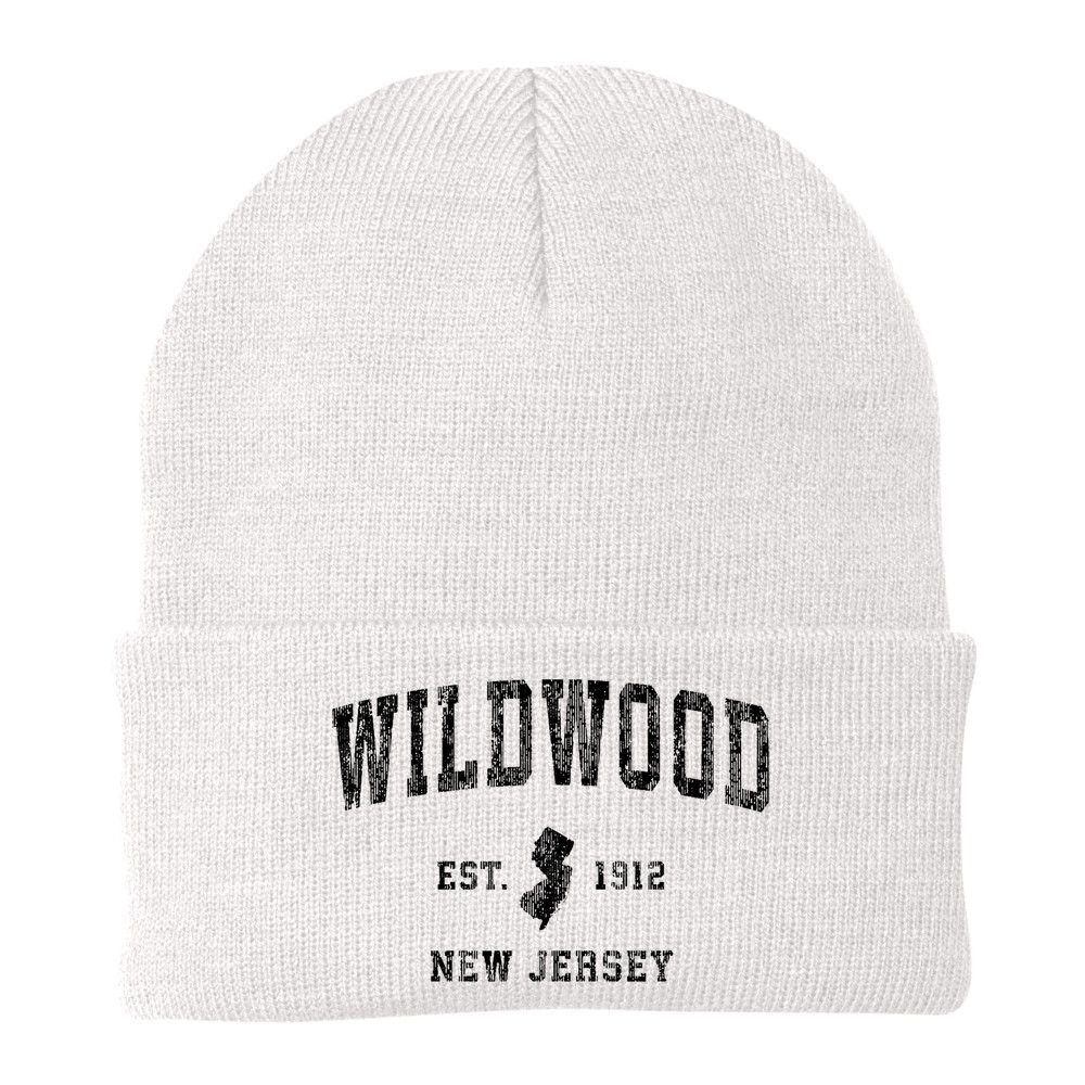 Wildwood New Jersey Nj Vintage Athletic Sports Design Beanie