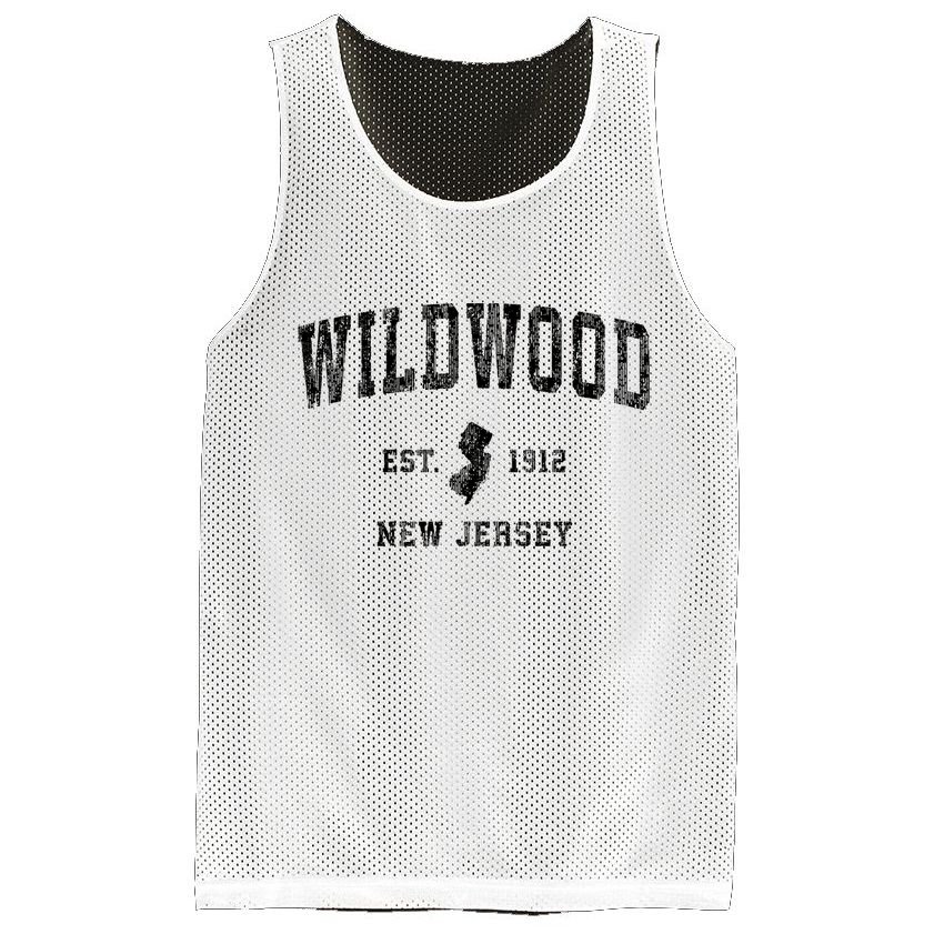Wildwood New Jersey Nj Vintage Athletic Sports Design Mesh Reversible Basketball Jersey Tank