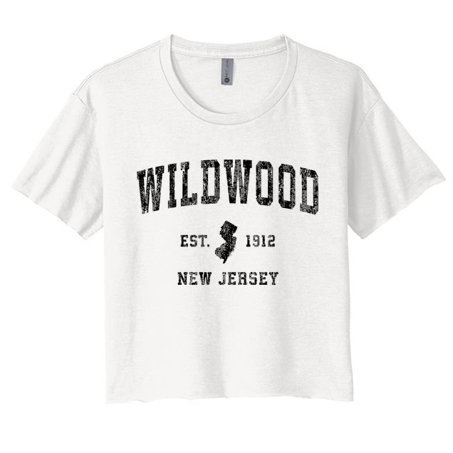 Wildwood New Jersey Nj Vintage Athletic Sports Design Women's Crop Top Tee