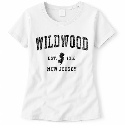Wildwood New Jersey Nj Vintage Athletic Sports Design Womens T-Shirt