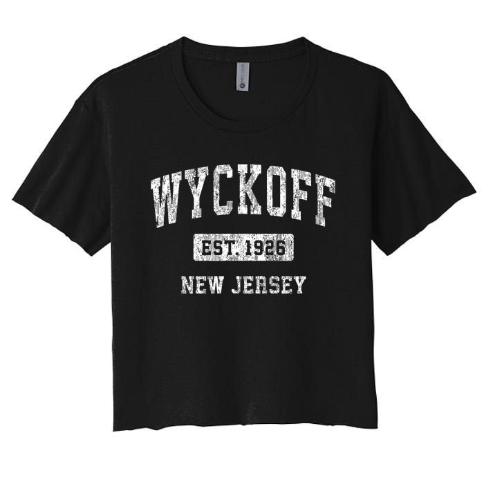 Wyckoff New Jersey Nj Vintage Sports Established Women's Crop Top Tee