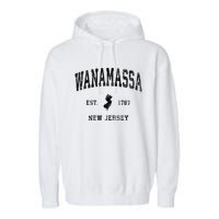 Wanamassa New Jersey Nj Vintage Athletic Black Sports Garment-Dyed Fleece Hoodie