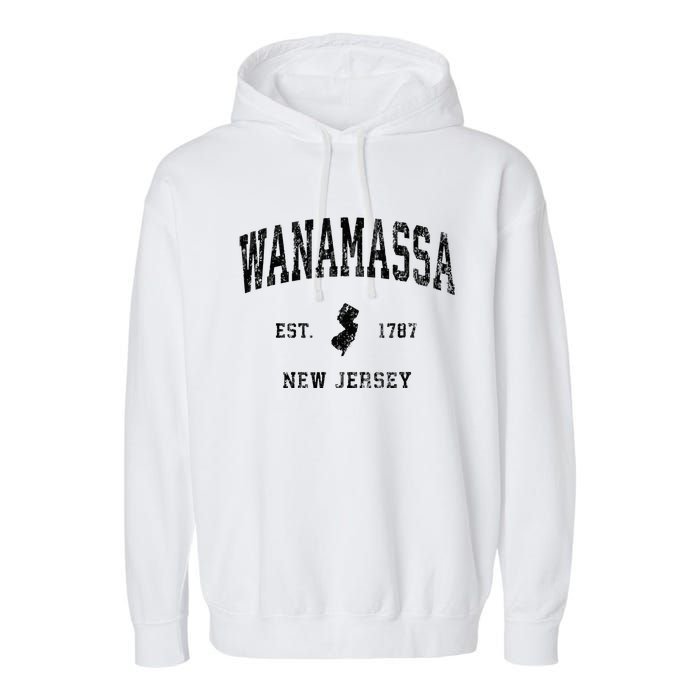 Wanamassa New Jersey Nj Vintage Athletic Black Sports Garment-Dyed Fleece Hoodie