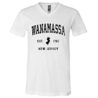 Wanamassa New Jersey Nj Vintage Athletic Black Sports V-Neck T-Shirt