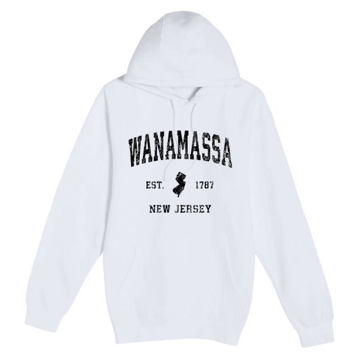 Wanamassa New Jersey Nj Vintage Athletic Black Sports Premium Pullover Hoodie