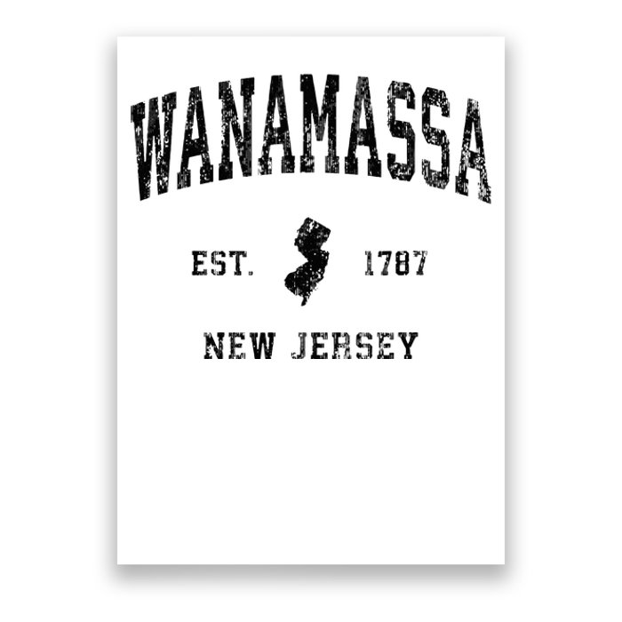 Wanamassa New Jersey Nj Vintage Athletic Black Sports Poster