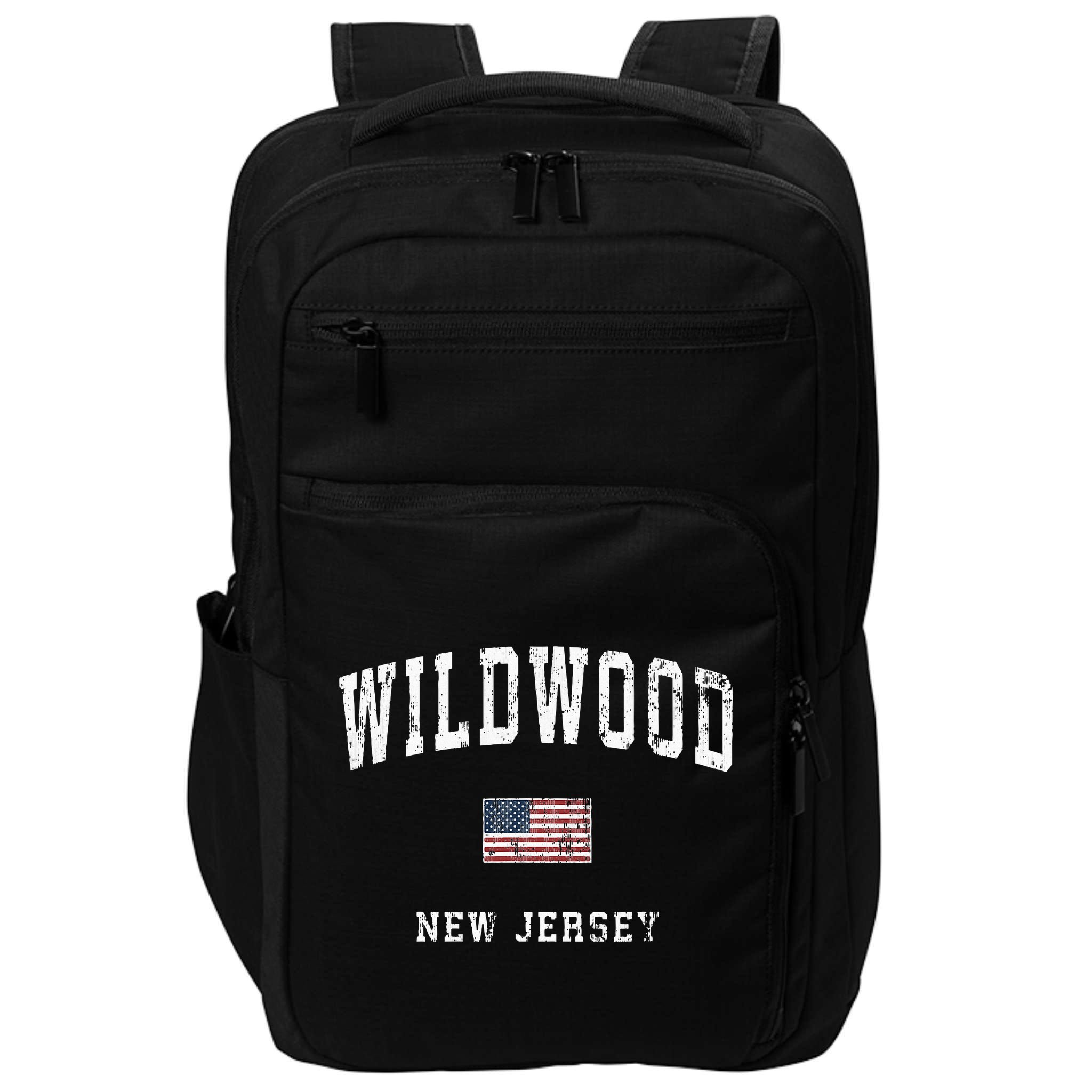 Wildwood New Jersey Nj Vintage American Flag Impact Tech Backpack