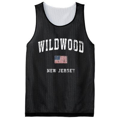 Wildwood New Jersey Nj Vintage American Flag Mesh Reversible Basketball Jersey Tank
