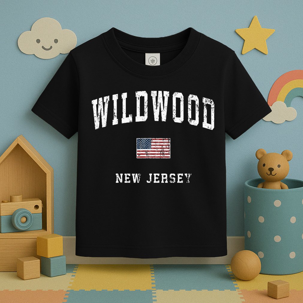 Wildwood New Jersey Nj Vintage American Flag Toddler T-Shirt