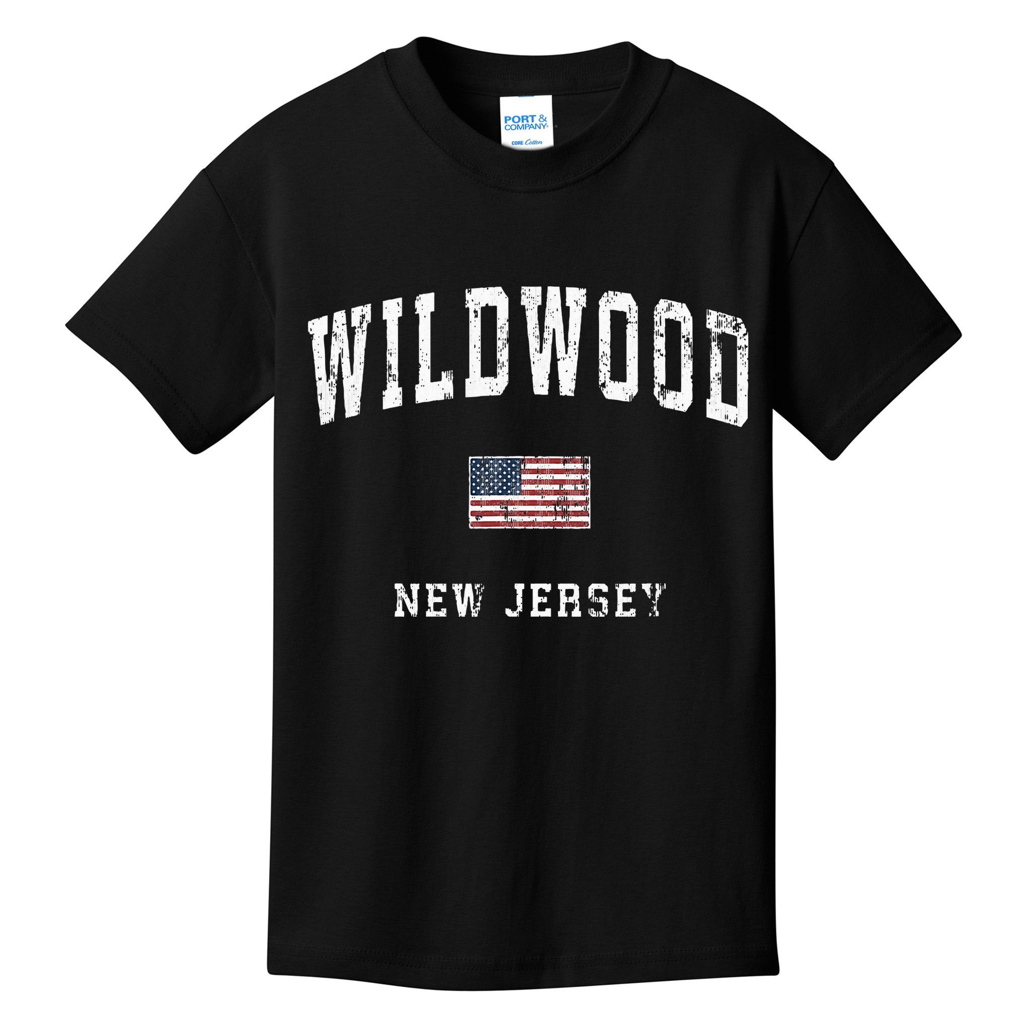 Wildwood New Jersey Nj Vintage American Flag Kids T-Shirt