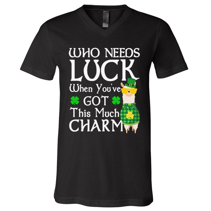 Who Needs Luck When You've Got This Much Llama St. Patrick’s V-Neck T-Shirt