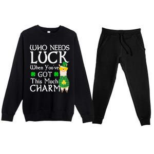 Who Needs Luck When You've Got This Much Llama St. Patrick’s Premium Crewneck Sweatsuit Set