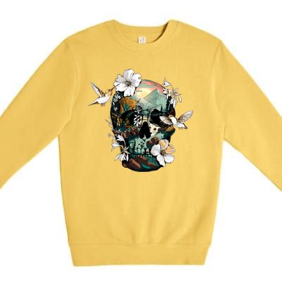 Wilderness Nature Lover Skull Premium Crewneck Sweatshirt