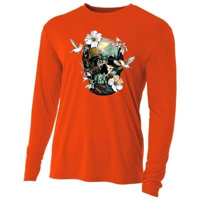 Wilderness Nature Lover Skull Cooling Performance Long Sleeve Crew