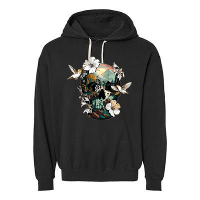 Wilderness Nature Lover Skull Garment-Dyed Fleece Hoodie