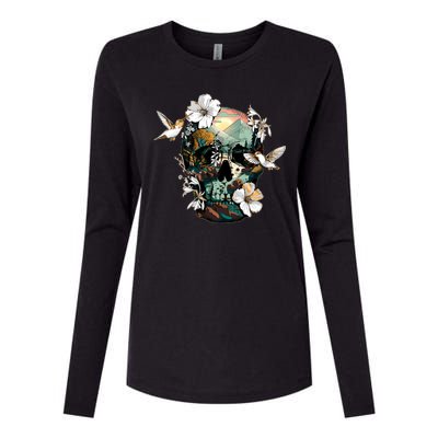 Wilderness Nature Lover Skull Womens Cotton Relaxed Long Sleeve T-Shirt