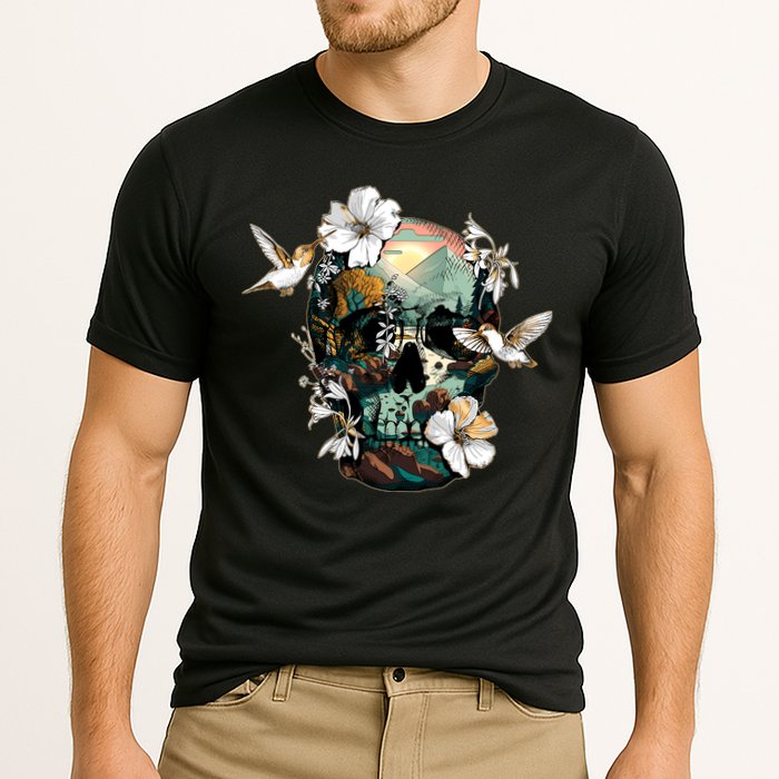 Wilderness Nature Lover Skull Cooling Performance Crew T-Shirt