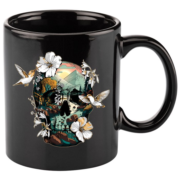Wilderness Nature Lover Skull 11oz C Handle Ceramic Mug