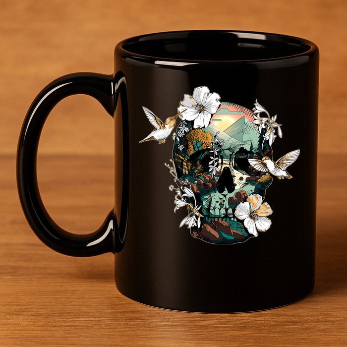 Wilderness Nature Lover Skull 11oz C Handle Ceramic Mug