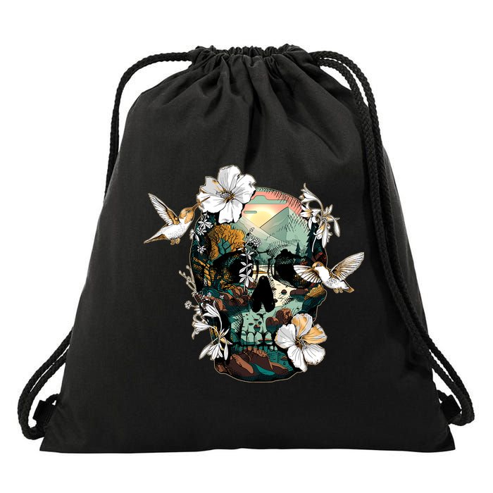 Wilderness Nature Lover Skull Drawstring Bag
