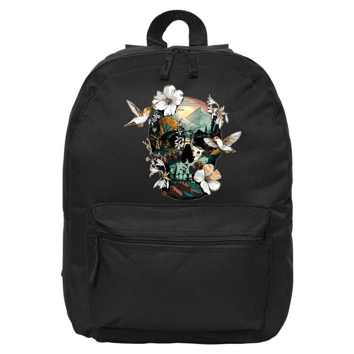 Wilderness Nature Lover Skull 16 in Basic Backpack