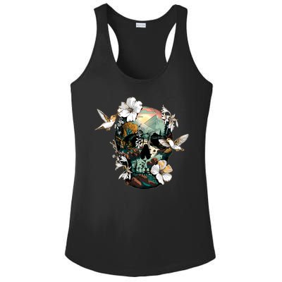 Wilderness Nature Lover Skull Ladies PosiCharge Competitor Racerback Tank