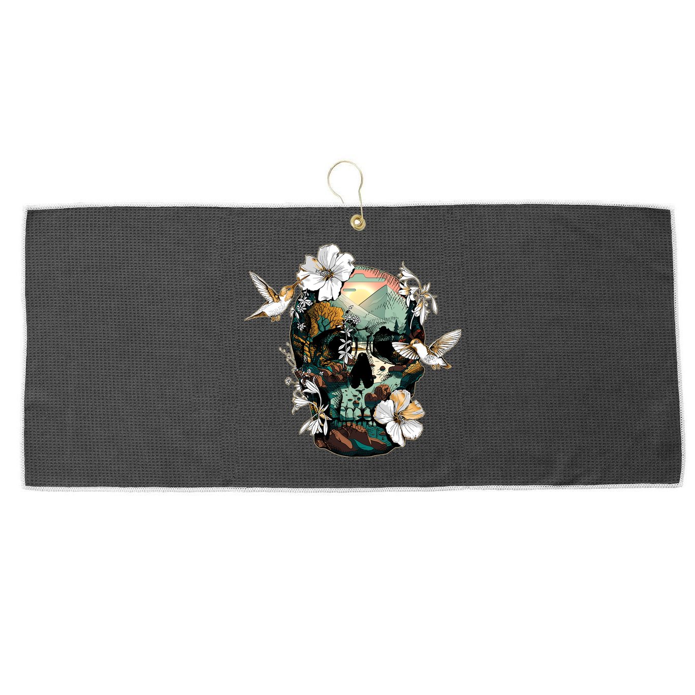 Wilderness Nature Lover Skull Large Microfiber Waffle Golf Towel