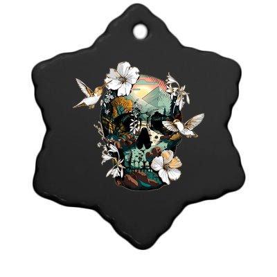 Wilderness Nature Lover Skull Ceramic Star Ornament