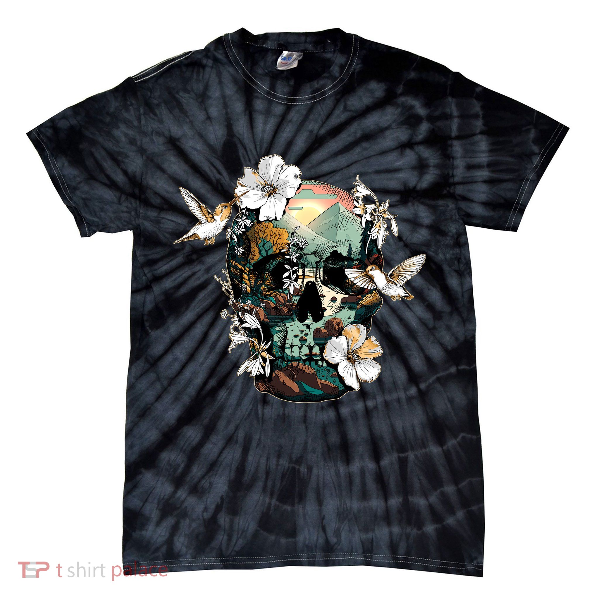 Wilderness Nature Lover Skull Tie-Dye T-Shirt