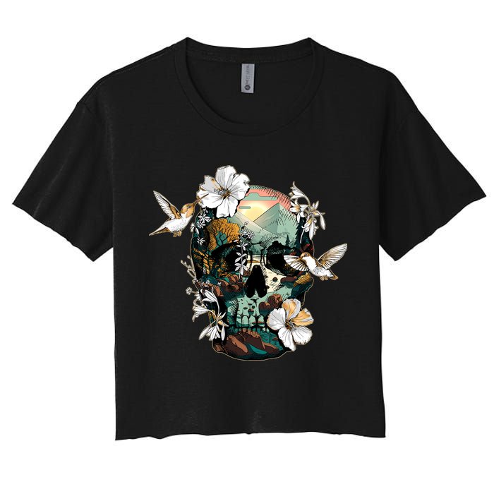 Wilderness Nature Lover Skull Crop Top