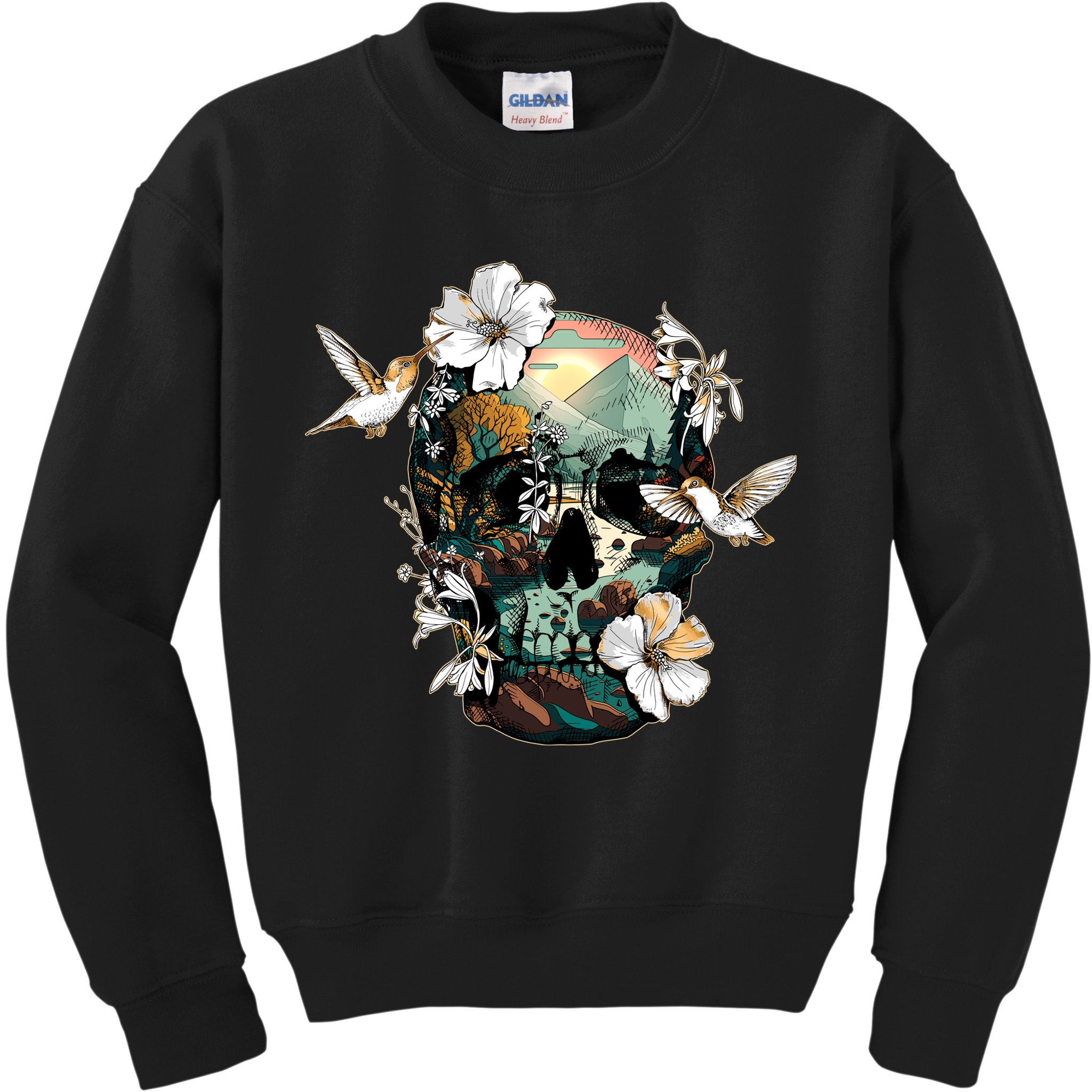 Wilderness Nature Lover Skull Kids Sweatshirt