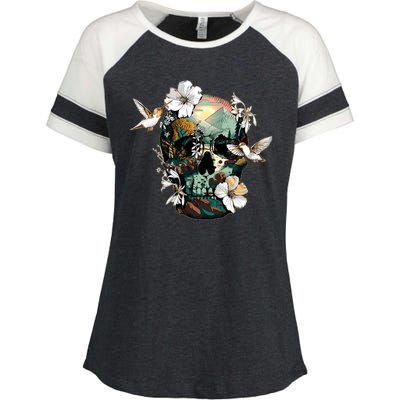 Wilderness Nature Lover Skull Enza Ladies Jersey Colorblock Tee