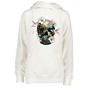 Wilderness Nature Lover Skull Womens Funnel Neck Pullover Hood