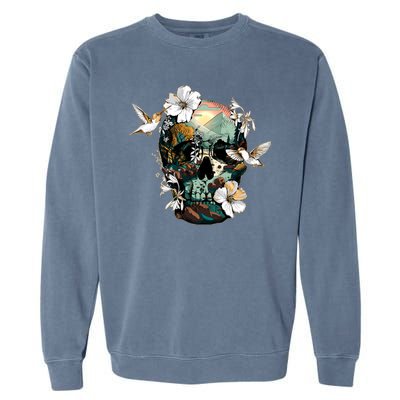 Wilderness Nature Lover Skull Garment-Dyed Sweatshirt