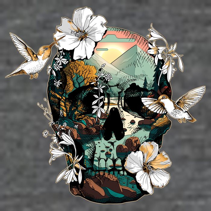 Wilderness Nature Lover Skull Button