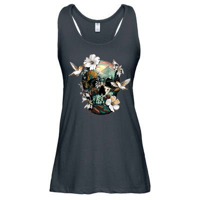 Wilderness Nature Lover Skull Ladies Essential Flowy Tank