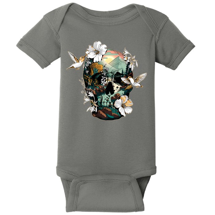 Wilderness Nature Lover Skull Baby Bodysuit