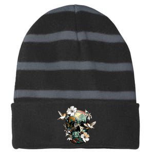 Wilderness Nature Lover Skull Striped Beanie with Solid Band