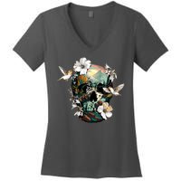 Wilderness Nature Lover Skull Women's V-Neck T-Shirt