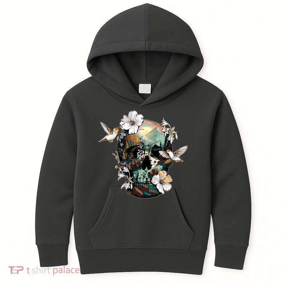 Wilderness Nature Lover Skull Kids Hoodie