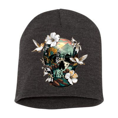 Wilderness Nature Lover Skull Short Acrylic Beanie
