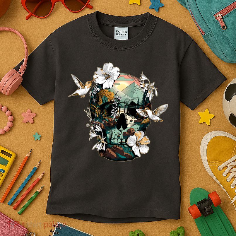 Wilderness Nature Lover Skull Kids T-Shirt